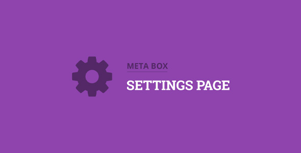 Meta Box Settings Page Extension